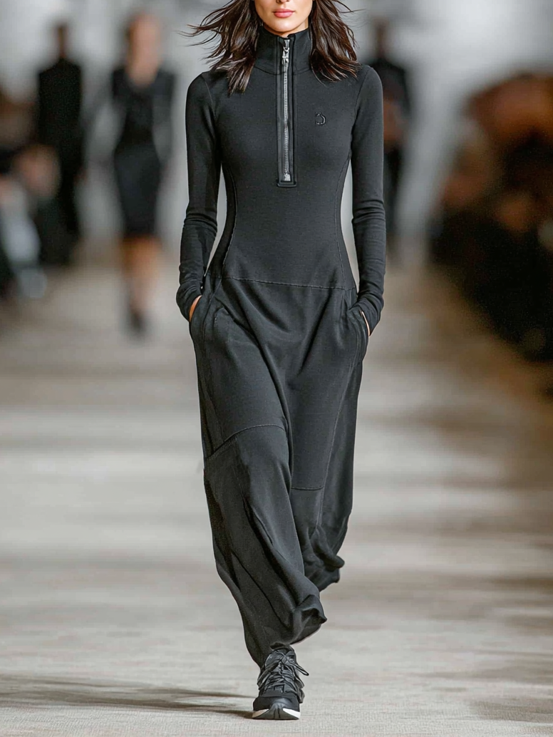 activewear dress Collection | Women's Maxi with Zippered Collar Crystal Beaded Halter Column x-sibling-handle:celestial-chandelier-sheer-sleeve-bodysuit it seamlessly blends fashion Fabric:Lace - Stone
