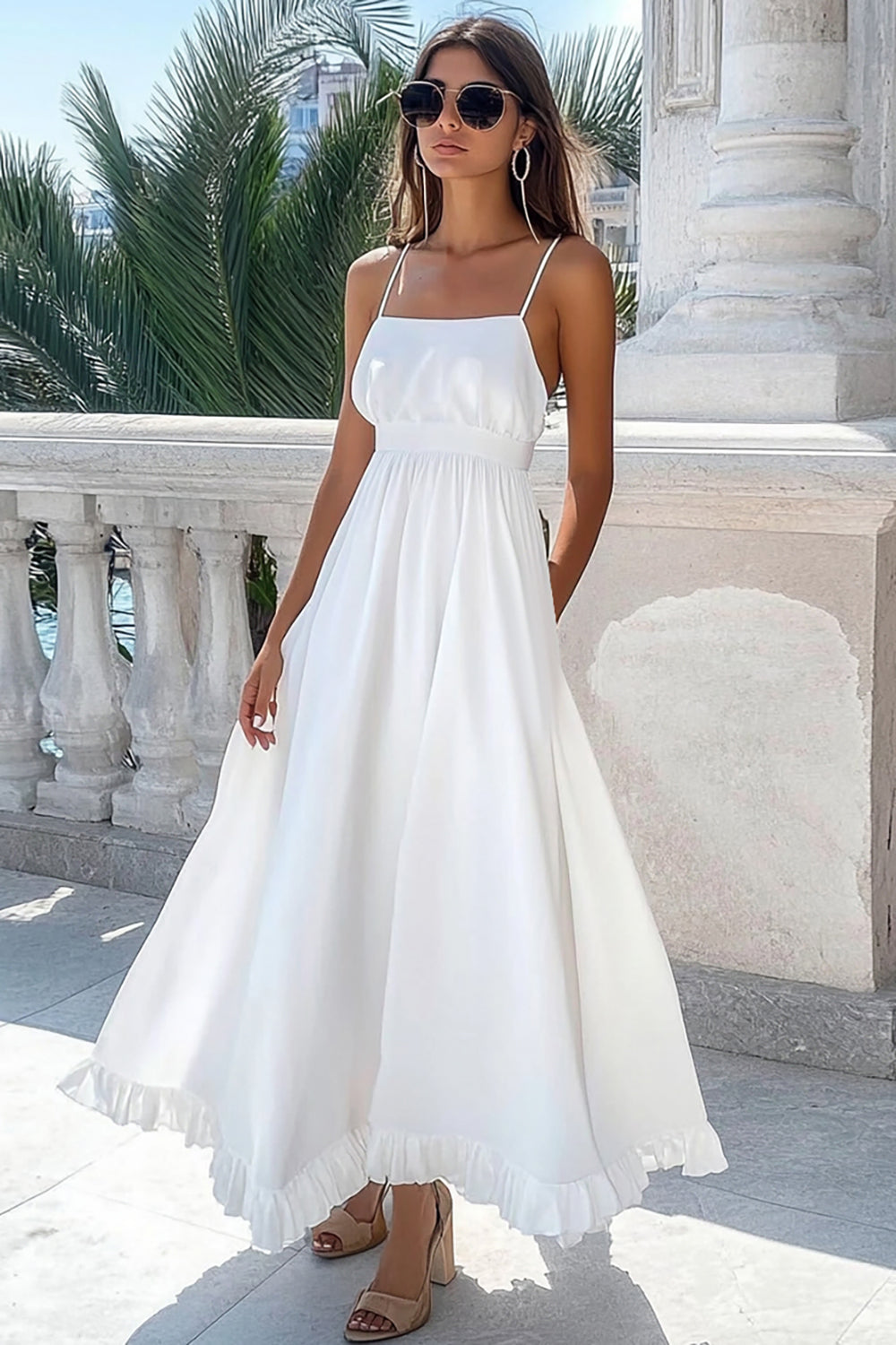 elegant white chiffon dress Collection | Women's A-Line with Fabric Style_Button-Down Ramsays Kitchen Las Vegas Civil Union Ceremony White/Flowers:Size 8