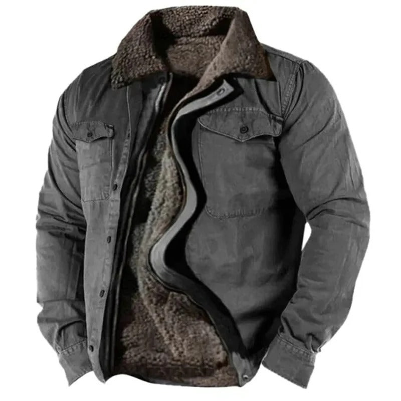 Dark gray suede finish western ranch trucker jacket