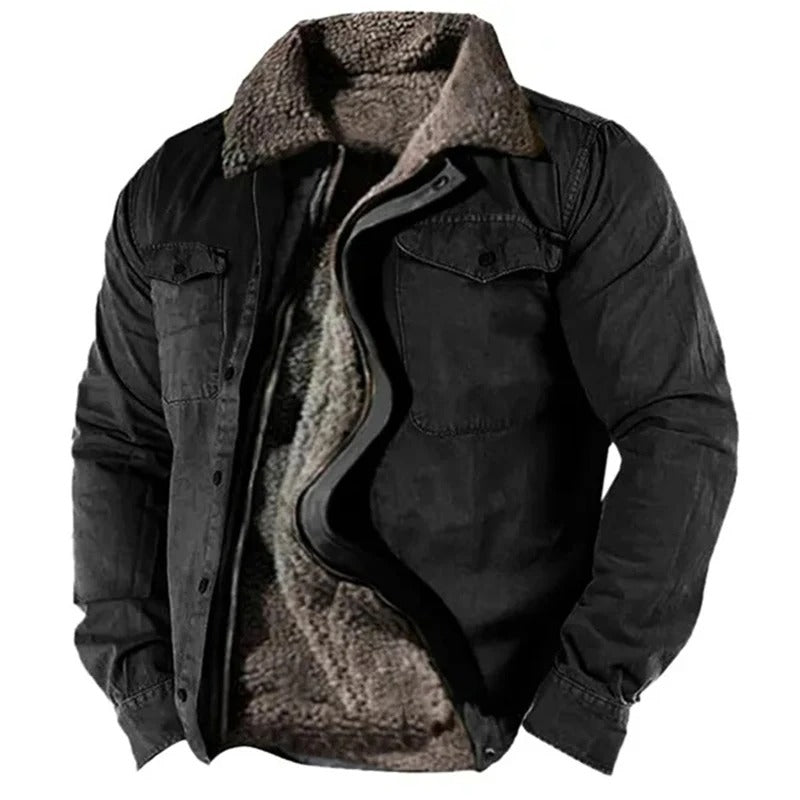 Black suede finish western ranch trucker jacket