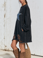 Star patch sweatshirt dress back view