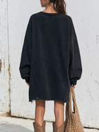 Sweatshirt dress distressed ripped hem detail