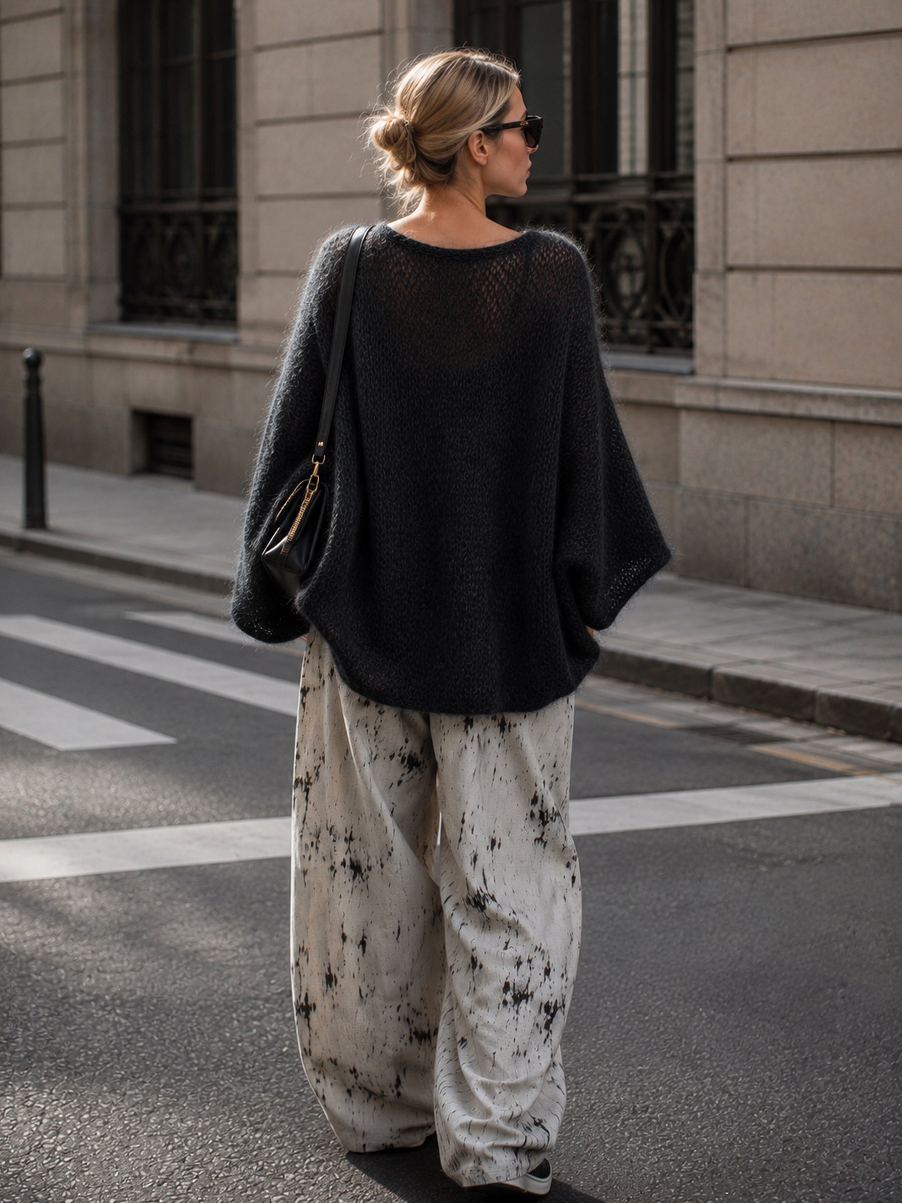Mohair batwing sweater knit texture detail