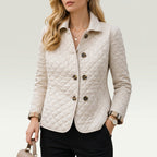 Cream quilted mid season longline coat