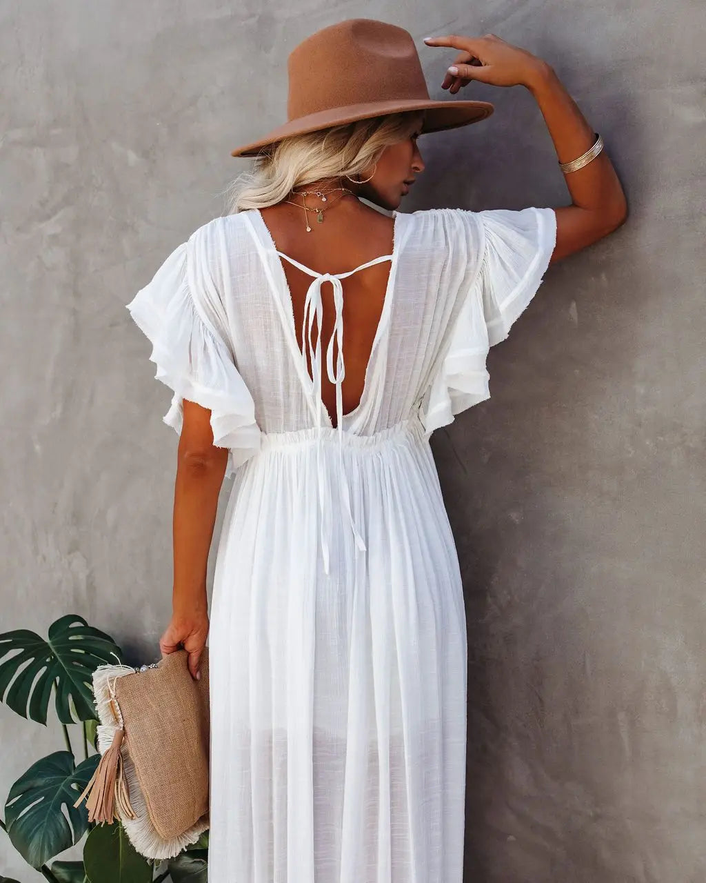 Women’s Long V-Neck Kimono Bikini Cover Up Dress