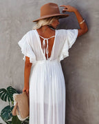 Women’s Long V-Neck Kimono Bikini Cover Up Dress