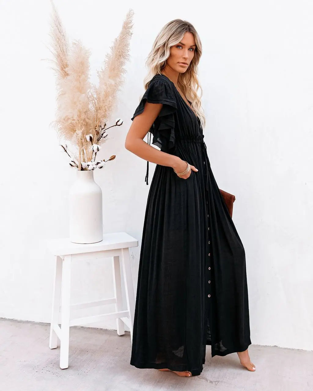 Women’s Long V-Neck Kimono Bikini Cover Up Dress
