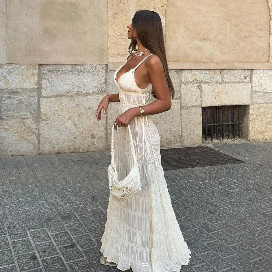 V-Neck Sleeveless High Waist Maxi Dress