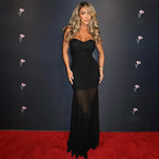 Women's Black Ruched Bodycon Sheer Mesh Hem Maxi Dress – Sexy Mermaid Silhouette Formal Evening Red Carpet Gown