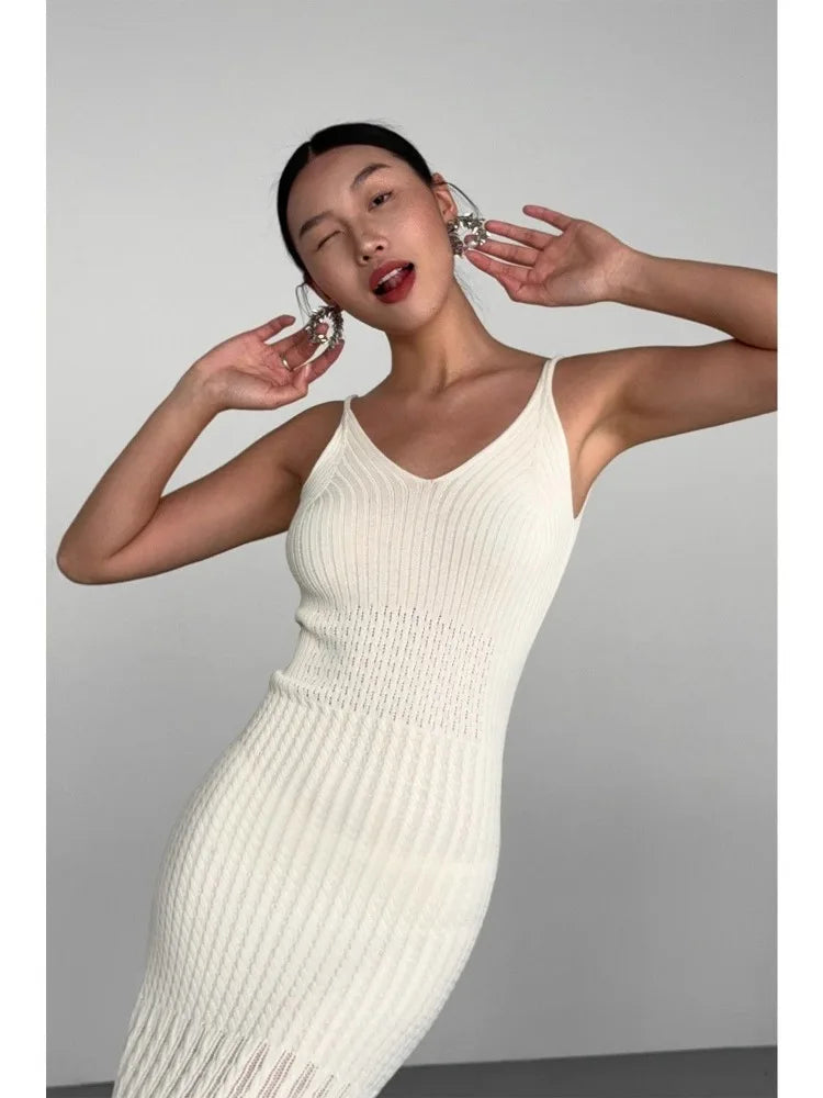 Women’s Knitted Hollow Out Vacation Maxi Dress