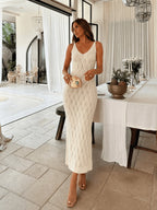 Women’s Sleeveless Crochet Knit Maxi Beach Dress