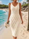 Women’s Sleeveless Crochet Knit Maxi Beach Dress