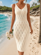 Women’s Sleeveless Crochet Knit Maxi Beach Dress