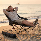 Heavy-Duty Foldable Beach Chair with Adjustable Height and Crossed Backrest for Outdoor Use