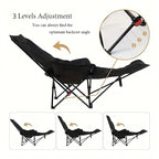 Heavy-Duty Foldable Beach Chair with Adjustable Height and Crossed Backrest for Outdoor Use