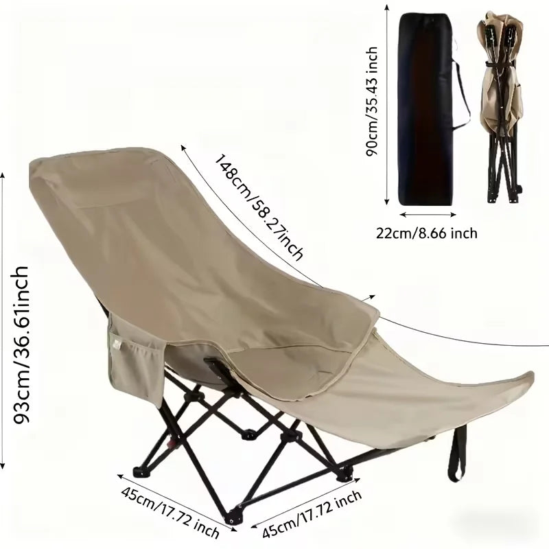 Heavy-Duty Foldable Beach Chair with Adjustable Height and Crossed Backrest for Outdoor Use