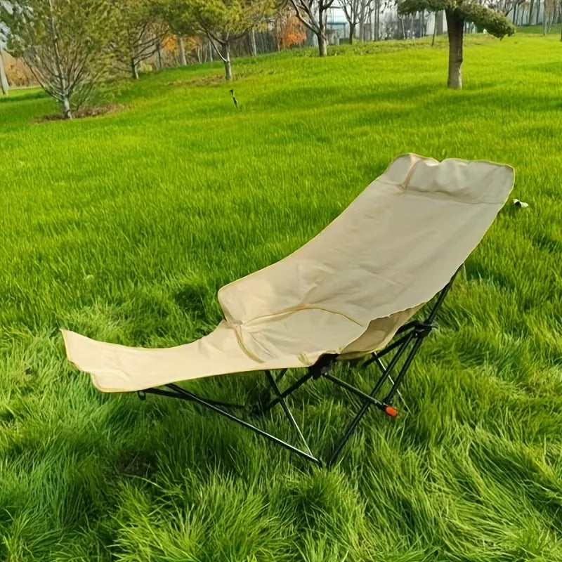 Heavy-Duty Foldable Beach Chair with Adjustable Height and Crossed Backrest for Outdoor Use