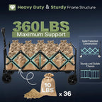 34 Inch Extra Long Heavy Duty Collapsible Wagon with 360LB Capacity for Camping and Beach