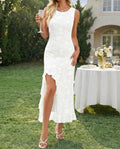Sleeveless Ruffle Hem Bodycon Floral Maxi Dress - White Styling