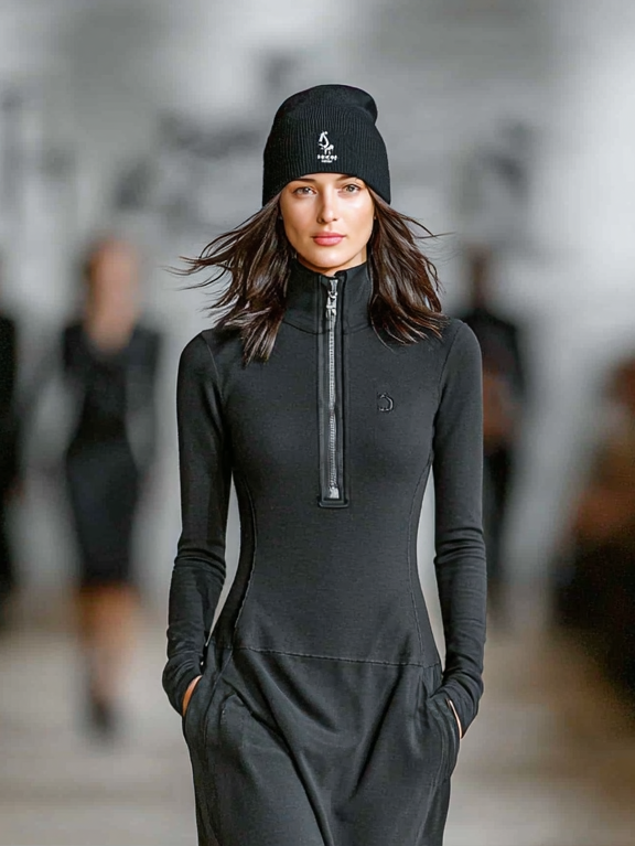 Activewear Collection | Women's Maxi Dress with Zippered Collar
