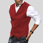 Mens Tailored Herringbone Vest - Classic and Stylish