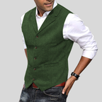 Mens Tailored Herringbone Vest - Classic and Stylish