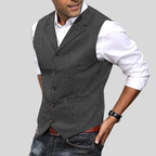 Mens Tailored Herringbone Vest - Classic and Stylish