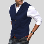 Mens Tailored Herringbone Vest - Classic and Stylish