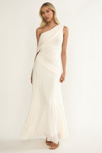 Anaisa Collection | Maxi Dress with Asymmetric Neckline & Draped Detail | Elegant Long Dress for Stunning Occasions
