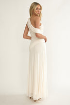 Anaisa Collection | Maxi Dress with Asymmetric Neckline & Draped Detail | Elegant Long Dress for Stunning Occasions