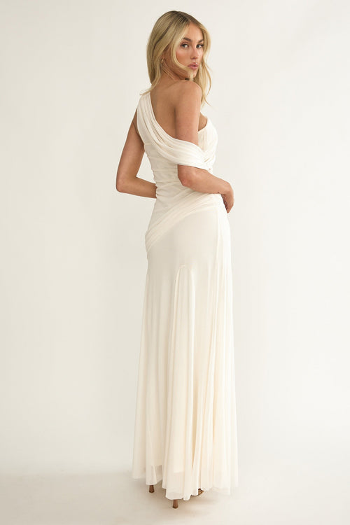 Anaisa Collection | Maxi Dress with Asymmetric Neckline & Draped Detail | Elegant Long Dress for Stunning Occasions