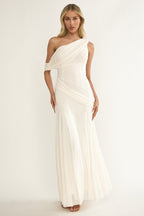 Anaisa Collection | Maxi Dress with Asymmetric Neckline & Draped Detail | Elegant Long Dress for Stunning Occasions