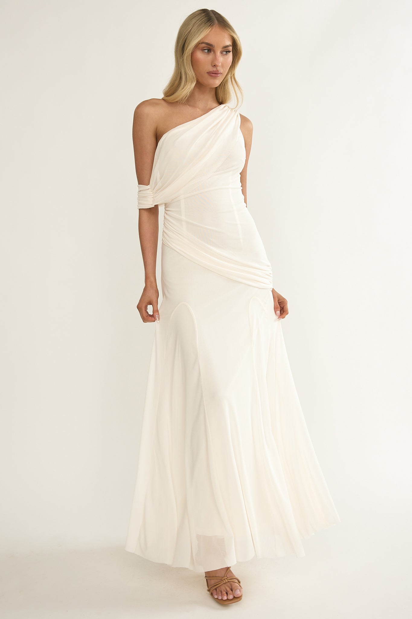 Anaisa Collection | Maxi Dress with Asymmetric Neckline & Draped Detail | Elegant Long Dress for Stunning Occasions