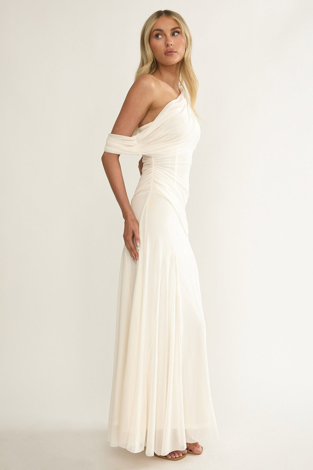 Anaisa Collection | Maxi Dress with Asymmetric Neckline & Draped Detail | Elegant Long Dress for Stunning Occasions