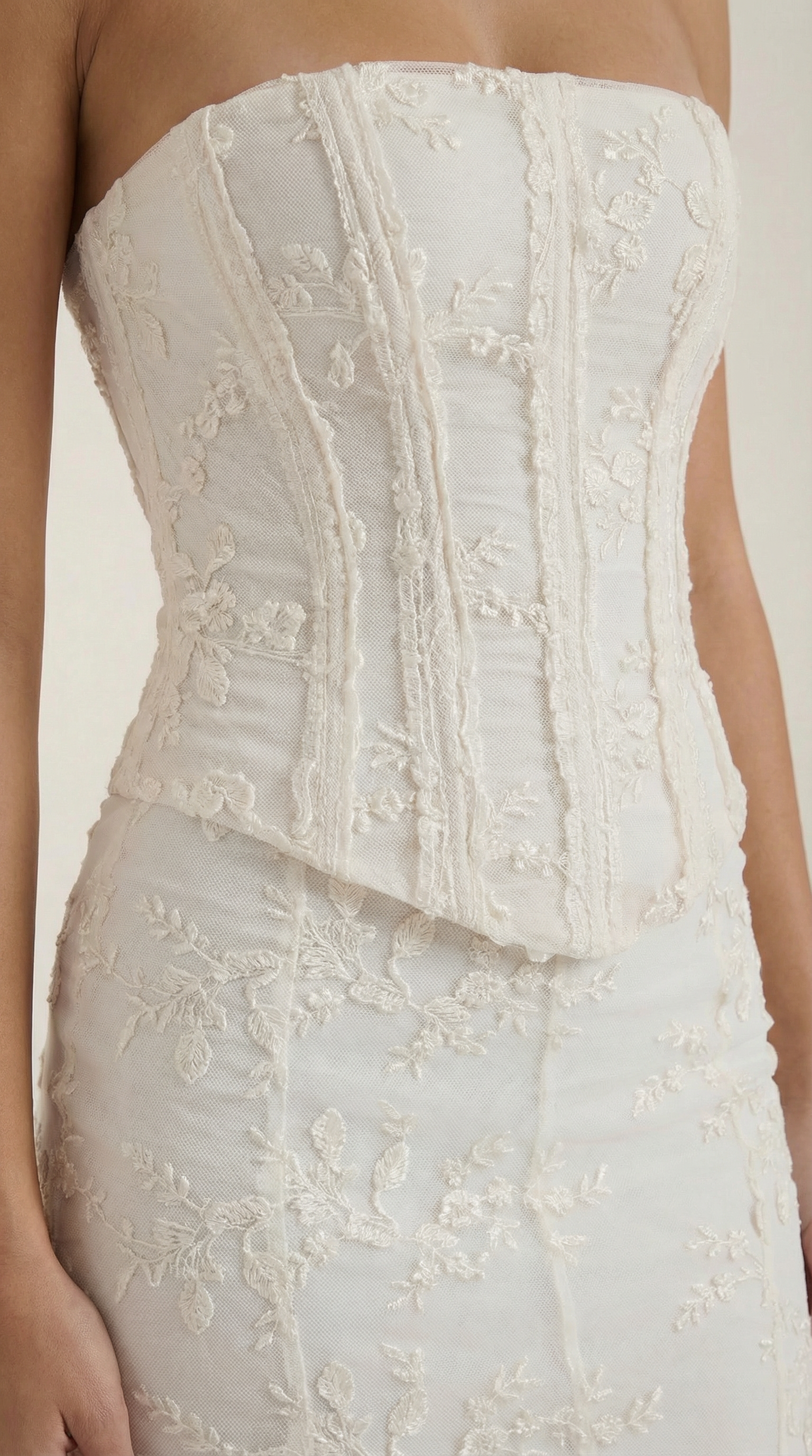 Julia Corset Lace Maxi Dress — Women’s Strapless Bridal Mermaid Gown Elegant Lace Wedding Formal Dress