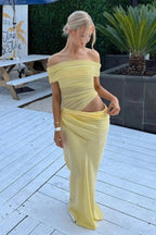 Women’s Anita Off Shoulder Mesh Maxi Dress – Bodycon Sheer Detail Evening Gown for Party, Cocktail & Special Occasion Wear