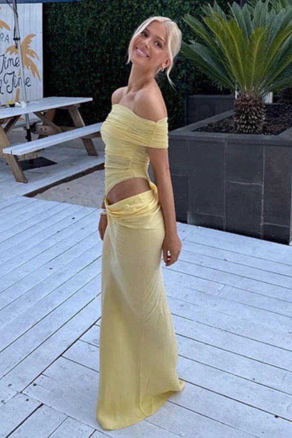 Women’s Anita Off Shoulder Mesh Maxi Dress – Bodycon Sheer Detail Evening Gown for Party, Cocktail & Special Occasion Wear