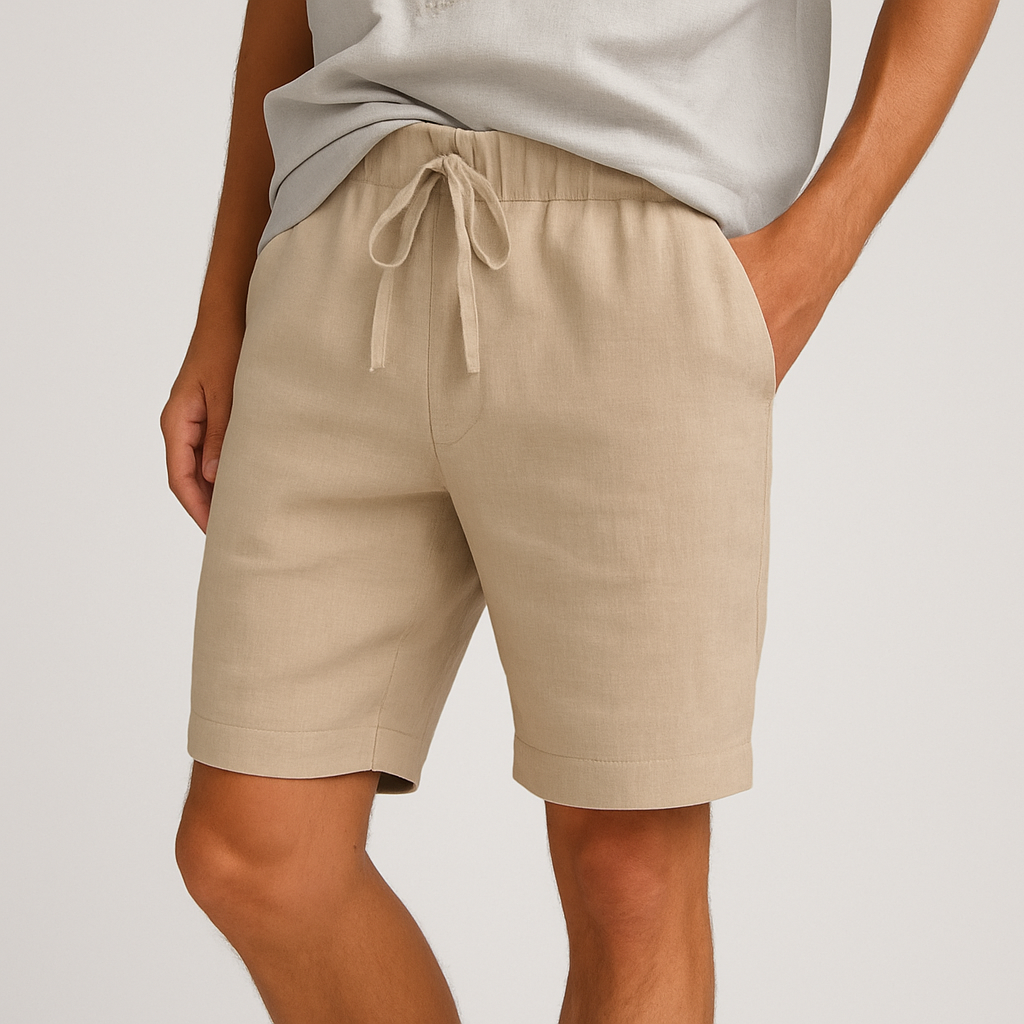 Jason | Gossamer Linen Drawstring Waist Shorts/Bottoms with Deep Pockets – Lightweight Everyday Comfort