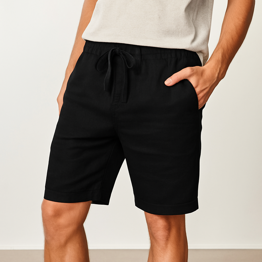 Jason | Gossamer Linen Drawstring Waist Shorts/Bottoms with Deep Pockets – Lightweight Everyday Comfort