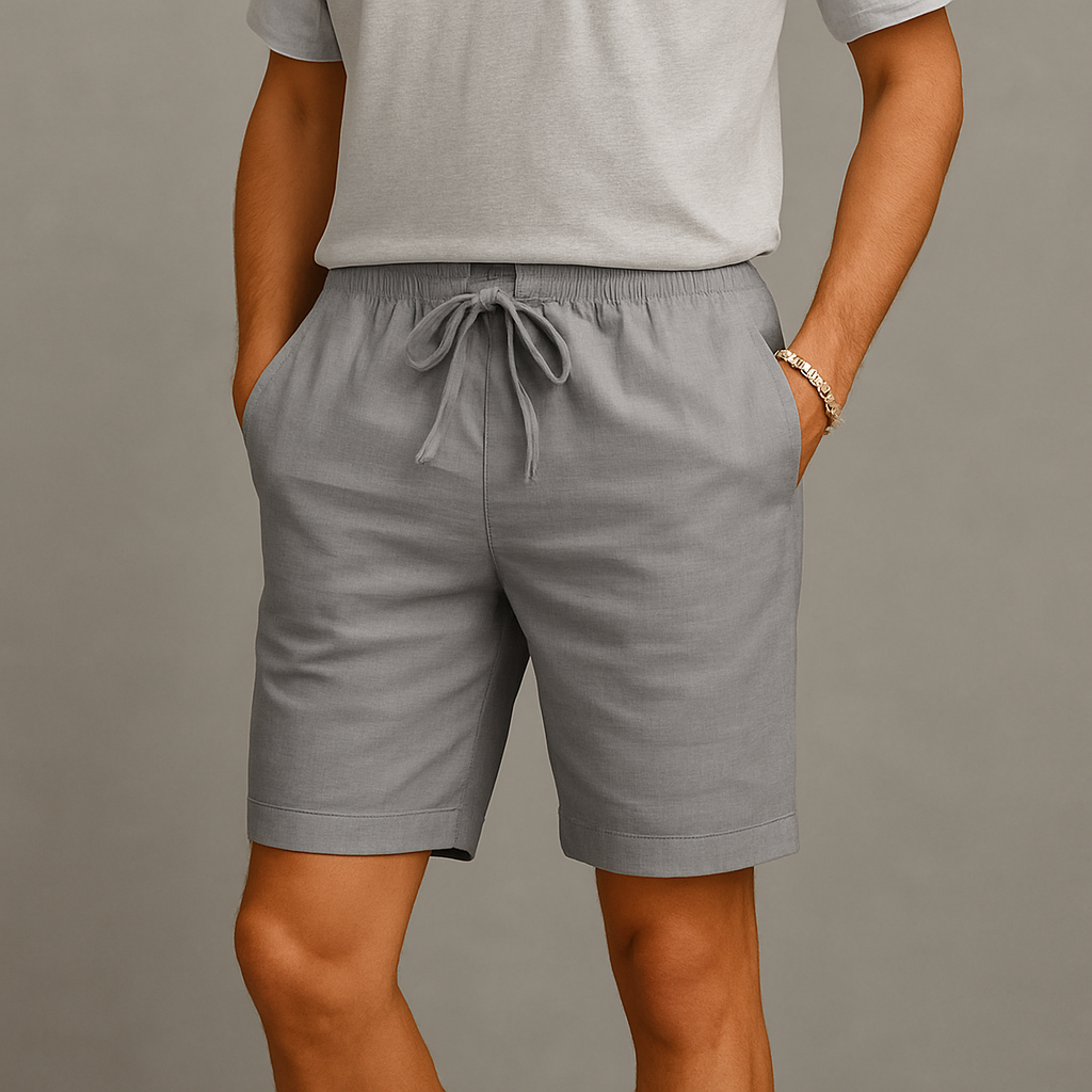 Jason | Gossamer Linen Drawstring Waist Shorts/Bottoms with Deep Pockets – Lightweight Everyday Comfort