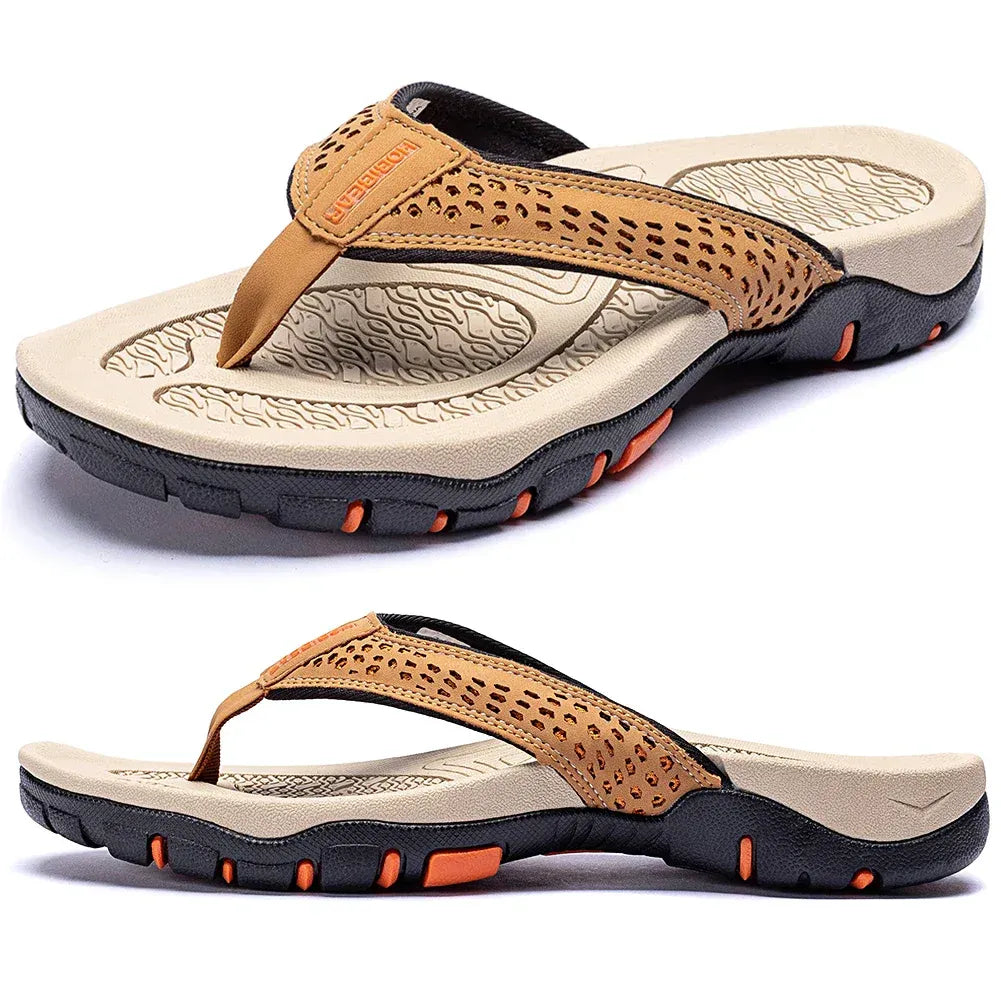 Athletic Men's Sandals | Flip Flops with Arch Support & Water-Resistant Straps | Comfortable Outdoor Footwear