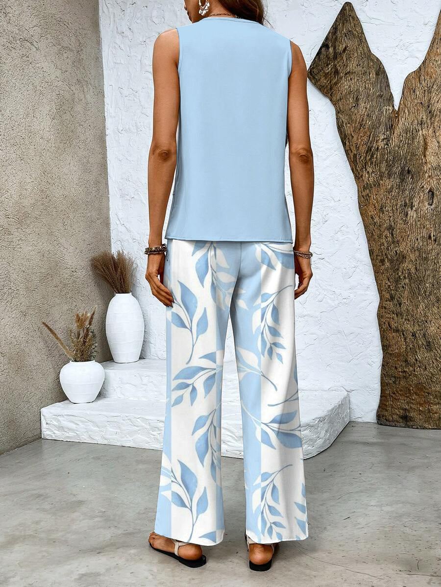 Averie Collection Women's Loungewear Two Piece Set with Flowy Top & Wide-Leg Pants | Lightweight Design for Effortless Summer Style