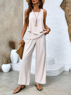 Averie Collection Women's Loungewear Two Piece Set with Flowy Top & Wide-Leg Pants | Lightweight Design for Effortless Summer Style
