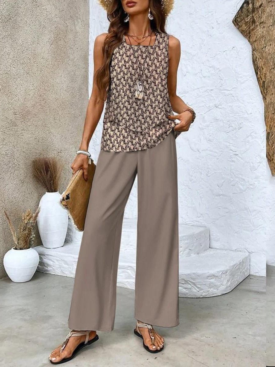 Averie Collection Women's Loungewear Two Piece Set with Flowy Top & Wide-Leg Pants | Lightweight Design for Effortless Summer Style