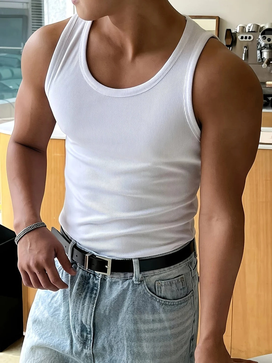 Men’s Basic Ribbed Tank Top – Slim Fit Stretch Sleeveless Shirt for Summer, Gym, Layering & Everyday Casual Wear Undershirt