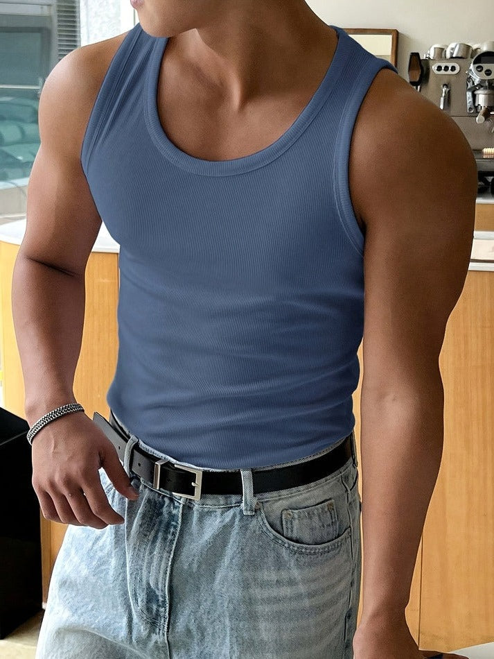 Men’s Basic Ribbed Tank Top – Slim Fit Stretch Sleeveless Shirt for Summer, Gym, Layering & Everyday Casual Wear Undershirt