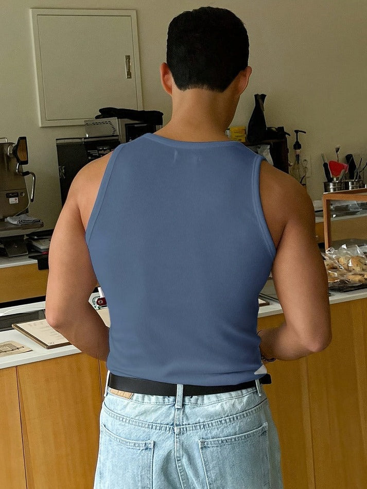 Men’s Basic Ribbed Tank Top – Slim Fit Stretch Sleeveless Shirt for Summer, Gym, Layering & Everyday Casual Wear Undershirt