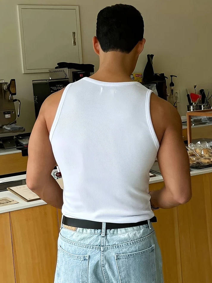 Men’s Basic Ribbed Tank Top – Slim Fit Stretch Sleeveless Shirt for Summer, Gym, Layering & Everyday Casual Wear Undershirt