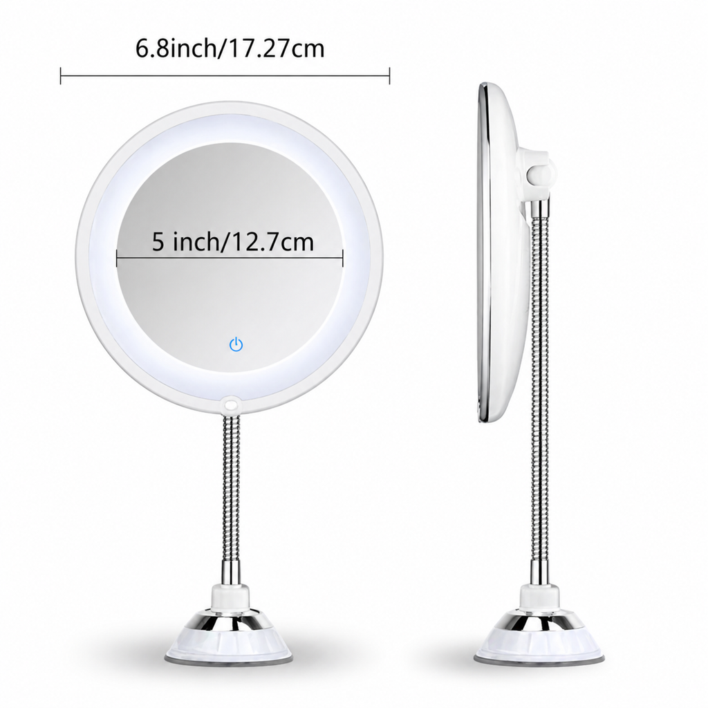 LED Magnifying Bathroom Mirror with Flexible Arm