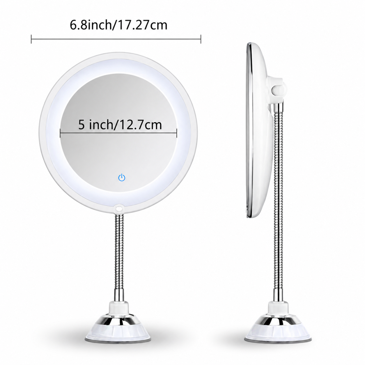 LED Magnifying Bathroom Mirror with Flexible Arm